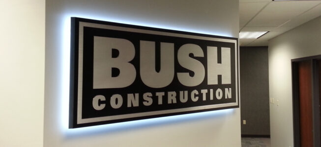 indoor business sign with LED backlighting